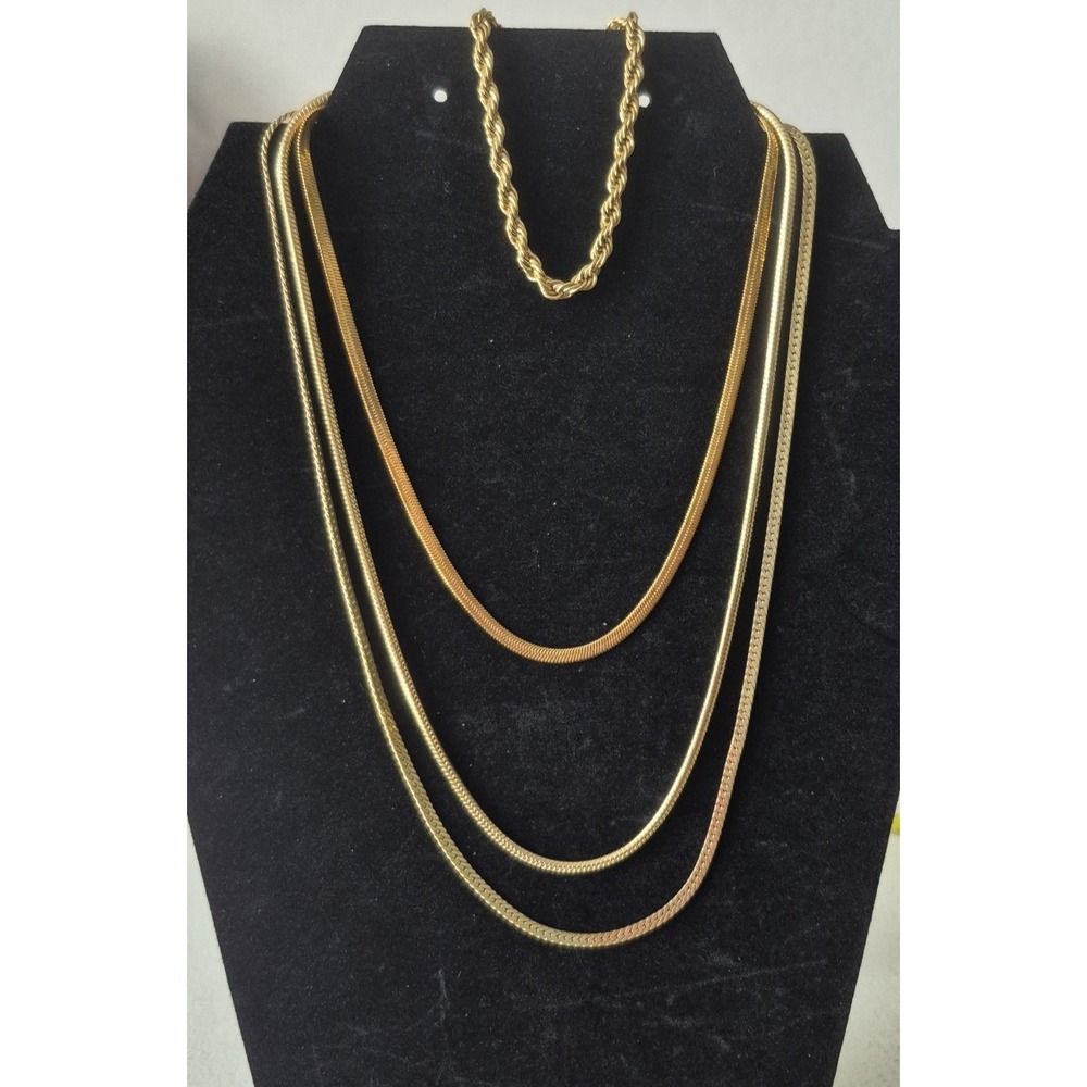 Lot of 3 Gold‎ Tone Necklaces and 1 Bracelet